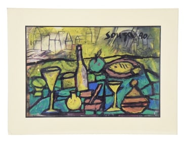 Francis Newton Souza Pen & Acrylic Painting 1990