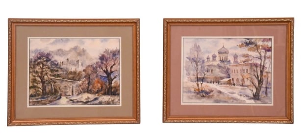 2 Signed Watercolor Paintings of Odessa, Ukraine