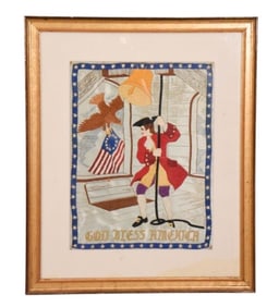 Americana Embroidered Sampler God Bless America