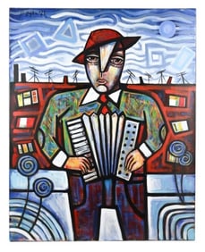 Piotr Sujka Signed Acrylic Expressionist Painting