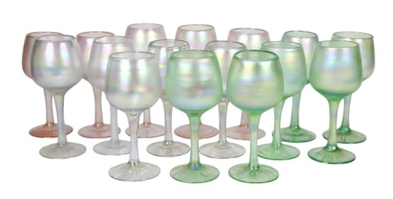 16 Mexican Pearlized Glass Over Sized Wine Glasses