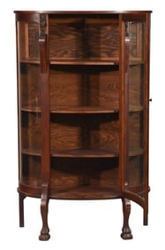 Antique East Lake Glass Bow Front Curio Cabinet