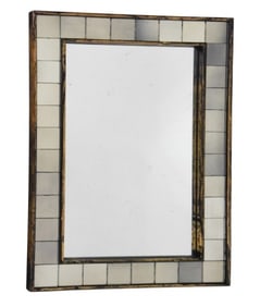 Modern Rectangular Distressed Tiled Wall Mirror