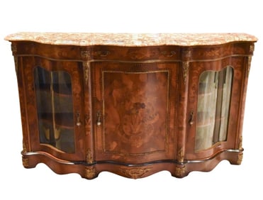 Victorian Style Marquetry Inlaid Credenza