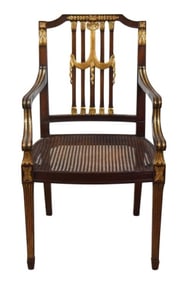 Regency Style Parcel Gilt Caned Seat  Armchair