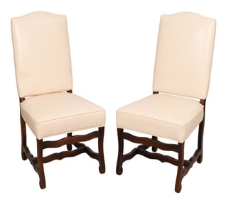 Pair French Os De Mouton Style Carved Side Chairs