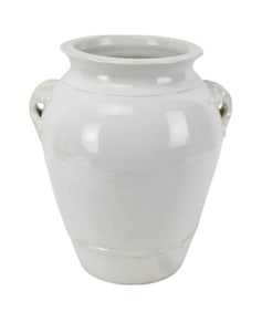 Large Italian Pottery White Glaze Ceramic Jar Urn