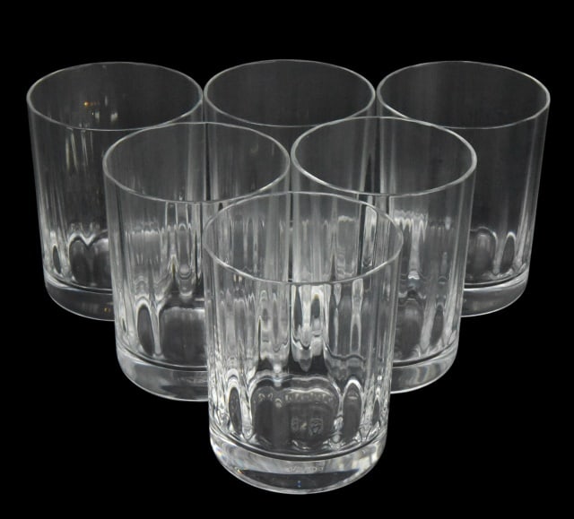 6 Baccarat France Crystal Fluted Rocks Glasses: 6 Baccarat France Crystal Fluted Rocks Glasses. Measures 4 inches x 3.5 inches.