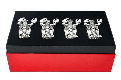 4 Hans Turnwald Silver Tone Lobster Napkin Rings