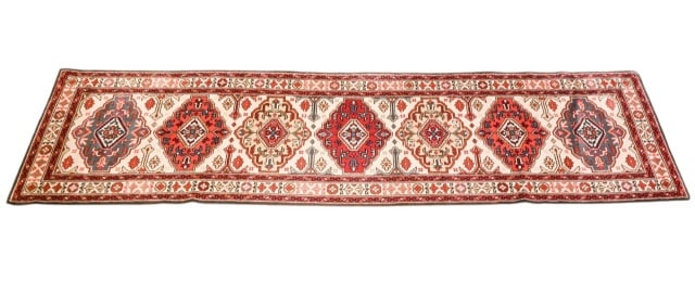 Hand Woven Persepolis Wool Carpet Runner Red Ivory (1 of 12)
