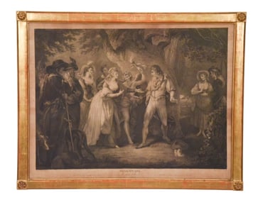 18th C William Hamilton Engraving in Antique Frame