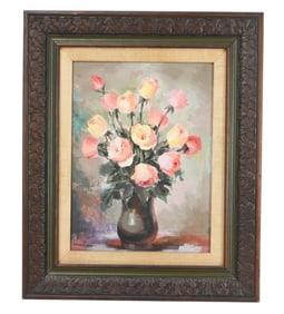 Eleuterio Bauset Signed Oil Painting Still Life