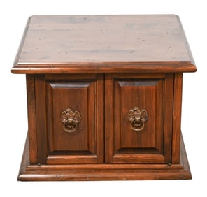 Vintage Side Table with Eagle Crest Handles