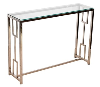 Modern Chrome Glass Top Console