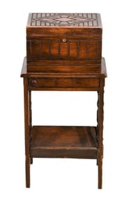 Early 20th C. Carved Cigar Humidor / Smokers Stand