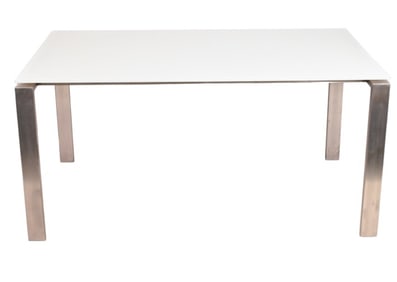 Rand Glass Top Dining Table Stainless Steel Base