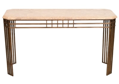 Mastercraft Style Console Table w Fossilized Stone