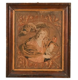 Antique Needlepoint Saint John the Evangelist