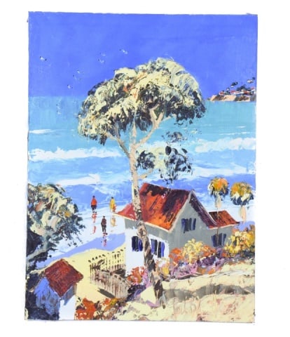 Paul Blaine Henrie View From Cleo St. Painting: Paul Blaine Henrie View From Cleo St. Palette Painting on Canvas.Unframed. Sold as is. Measures 40 inches x 30 inches.Any condition statement is given as a courtesy to a client, is only an opinion and