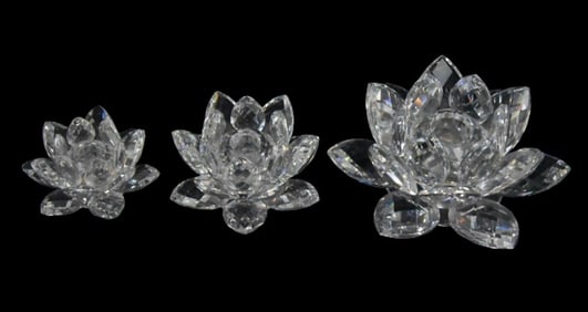 3 Swarovski Crystal Water Lily Candle Holder