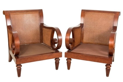 Pair Rattan and Caned Occasional Chairs