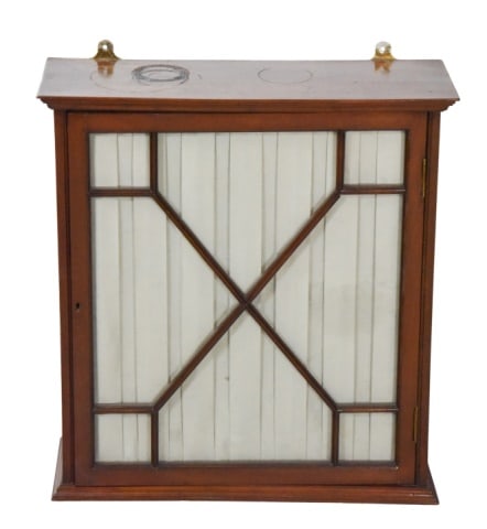Adams Bros.Glass Front Mirrored Hanging Cabinet: Adams Brothers Style Antique Glass Front Mirrored Back Hanging Medicine Cabinet. Needs renovation if desired. Sold as is. Measures 27 inches x 25 inches x 8 inches