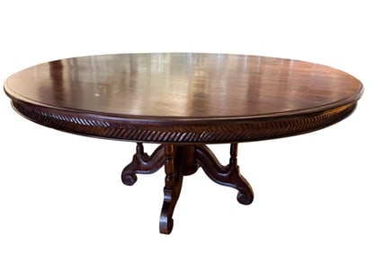 Antique Anglo Indian Carved  Pedestal Dining Table