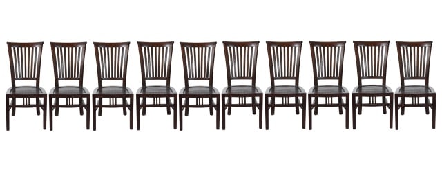 Set of 10 Amish Country Style Dining Chairs
