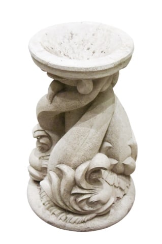 Signed Dolphin Architectural Salvage Pedestal: Signed Dolphin Cement Architectural Salvage Pedestal Measures 26 inches x 16 inches x 16 inches