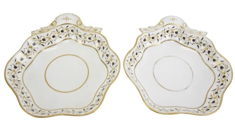 2 Antique Flight & Barr Worcester Scalloped Dishes