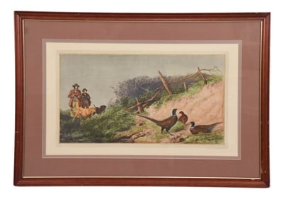 John Cother Webb Color Engraving of Hunt Scene