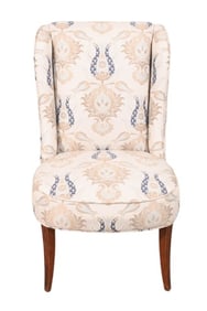 Contemporary Wing Back w Embroidered Upholstery