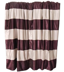 2 Custom Purple & Silver Striped Silk Lined Drapes