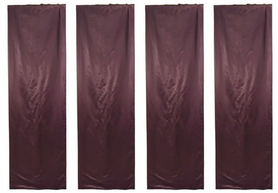 4 Custom Made Aubergine Silk Lined Drape Panels