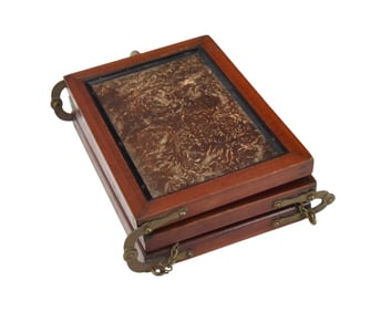 Antique Tri-Fold Shaving Mirror w Embossed Leather