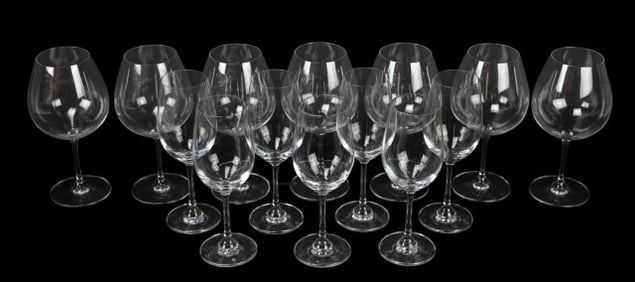 14 Riedel Stem Glasses Includes Red & White Wine