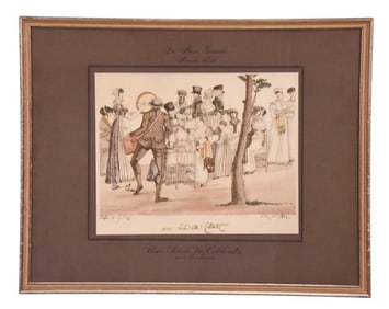 Antique1806 French School Signed Colored Engraving