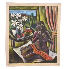 Krishnaji Howlaji Ara Nude Acrylic Painting