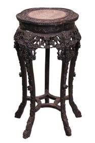 Antique Chinese Hand Carved Marble Pedestal