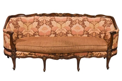 French Louis XV Style Carved Upholstered Sofa