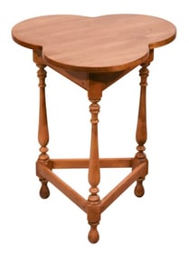 Carved Clover Shaped Turned Leg Side Table