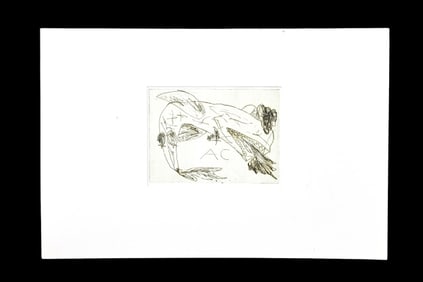 Michael Pauker Abstract Engraving Blue Aleppo