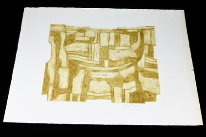 Valerie Thornton Signed Abstract Embossed Etching