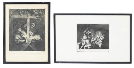 2 Antique Adriaen Van Ostade Engravings