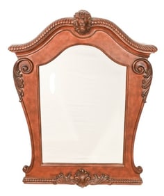 Vintage Hand Carved Beveled Lion Motif Mirror