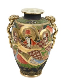 Japanese Satsuma Hand Painted Porcelain Vase