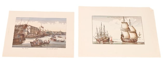 2 Antique Colored Engravings New York City Subject