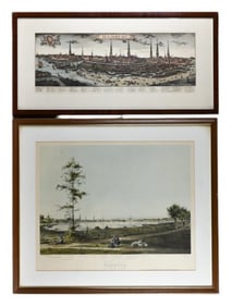 2 Antique Framed Engravings of Hamburg