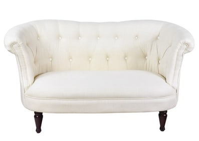 Romeo and Juliet Tufted Linen Rolled Arm Love Seat