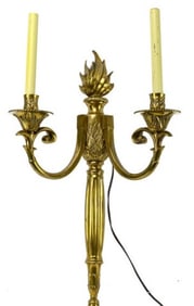 Large Brass Neo Classical Sconce w Flame Finial